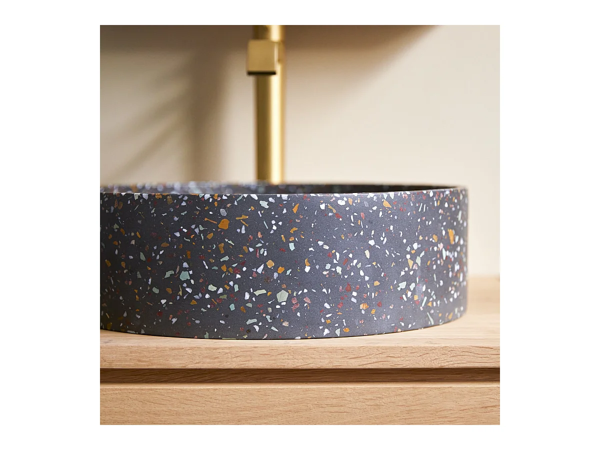 Rundes Waschbecken Gina aus Terrazzo Konfetti