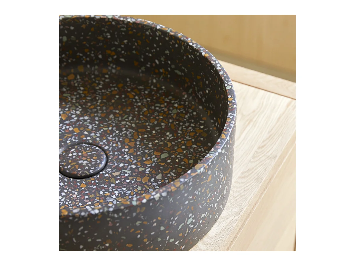 Rundes Waschbecken Gina aus Terrazzo Konfetti