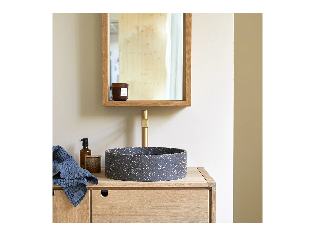 Rundes Waschbecken Gina aus Terrazzo Konfetti