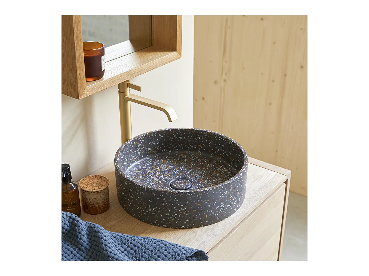 Rundes Waschbecken Gina aus Terrazzo Konfetti