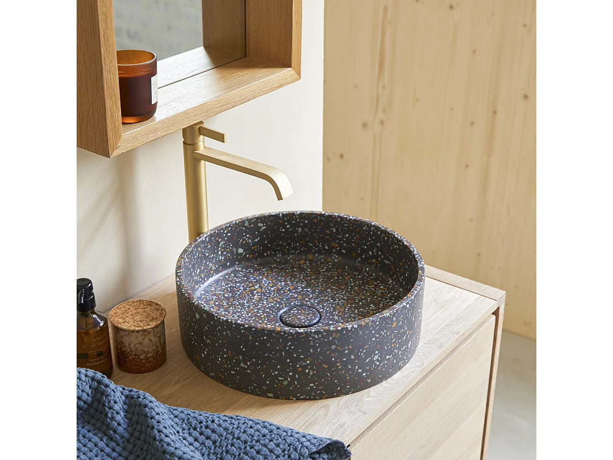 Lavabo tondo in battuto di terrazzo coriandoli Gina