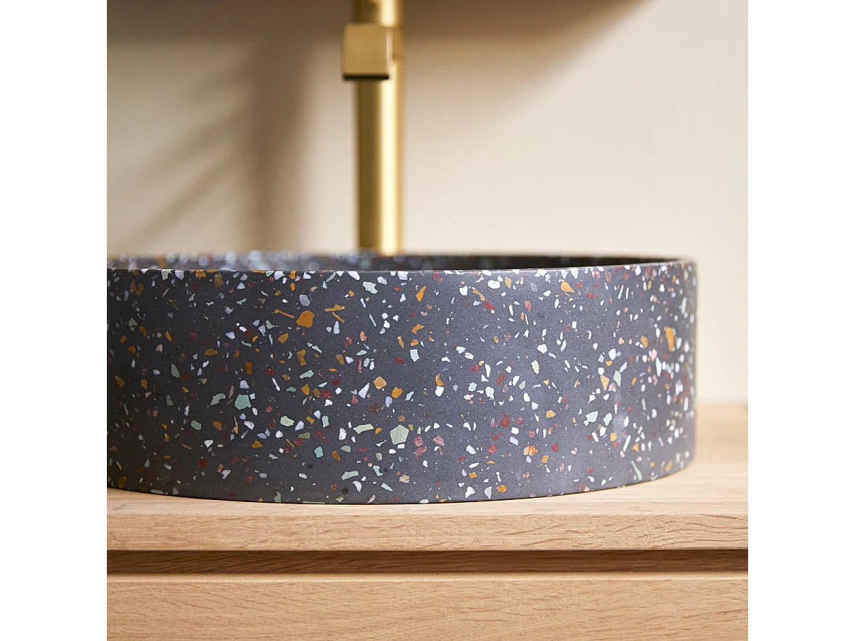 Lavabo tondo in battuto di terrazzo coriandoli Gina
