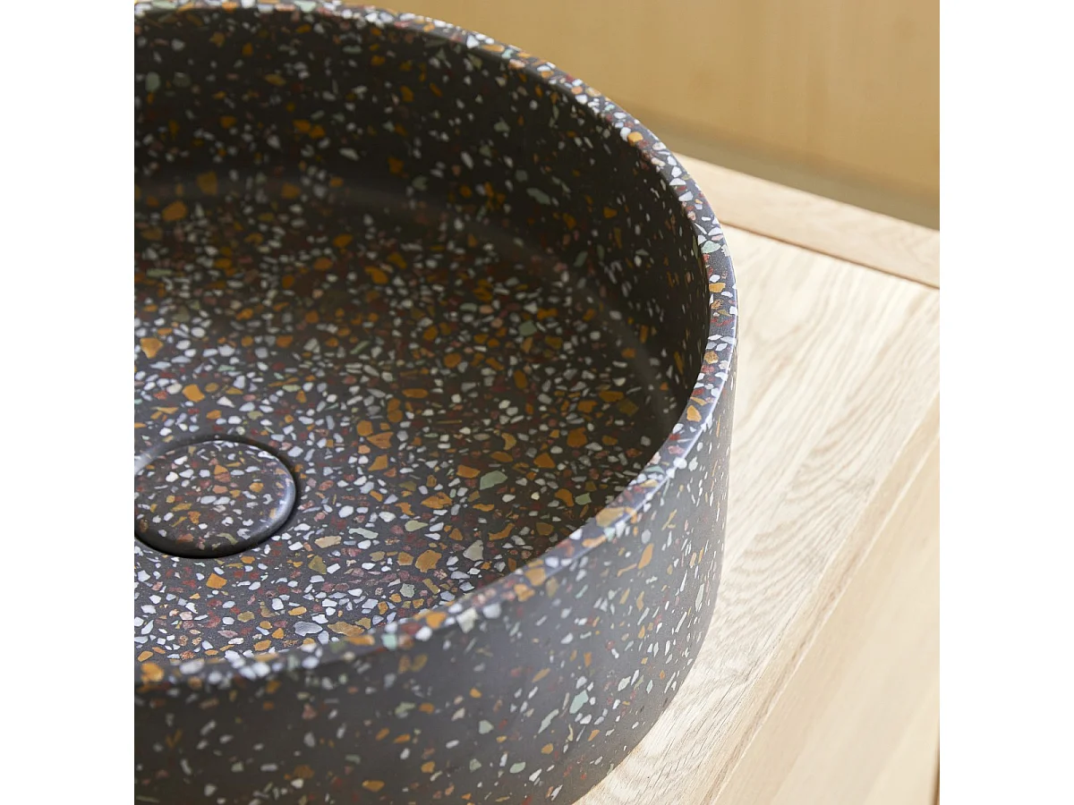 Lavabo tondo in battuto di terrazzo coriandoli Gina