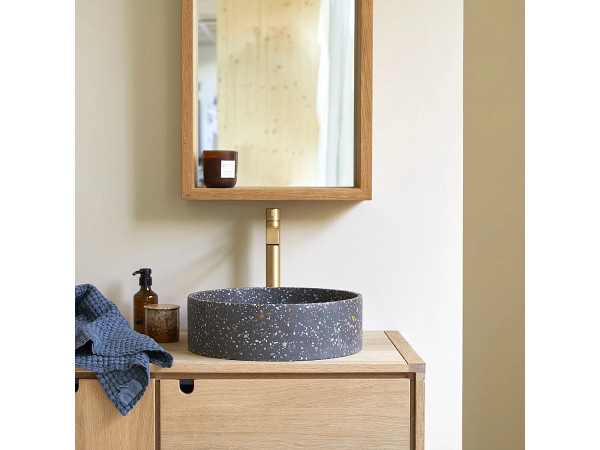Lavabo tondo in battuto di terrazzo coriandoli Gina