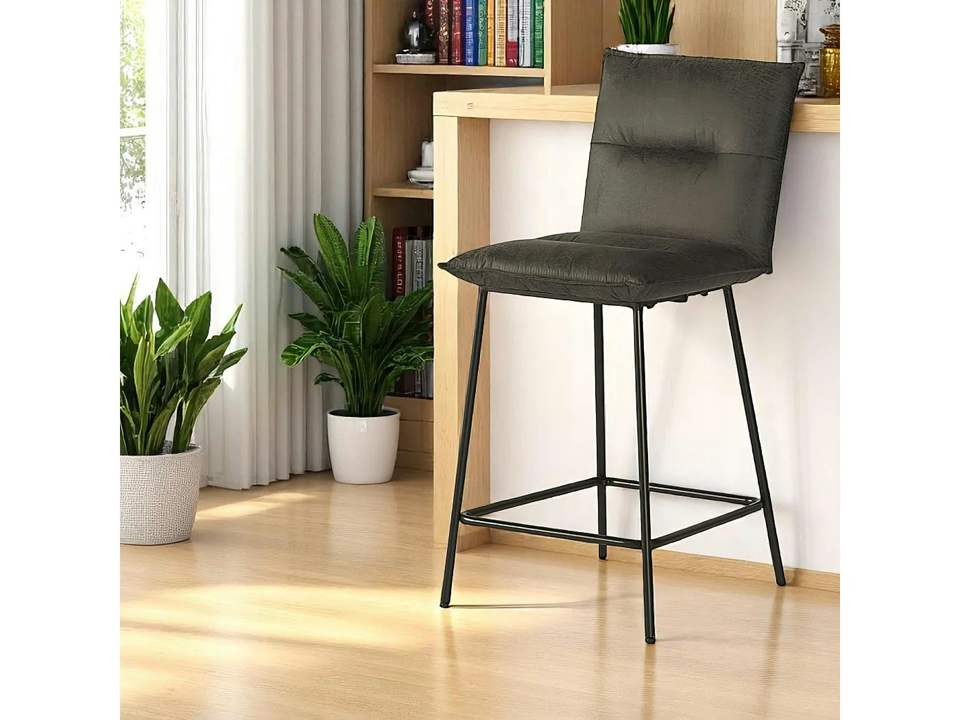 Chaise îlot central gris MALMOE (lot de 2)