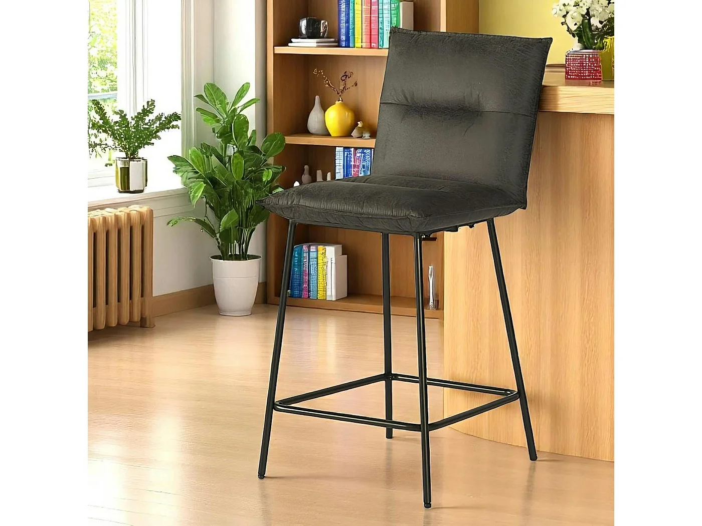 Chaise îlot central gris MALMOE (lot de 2)