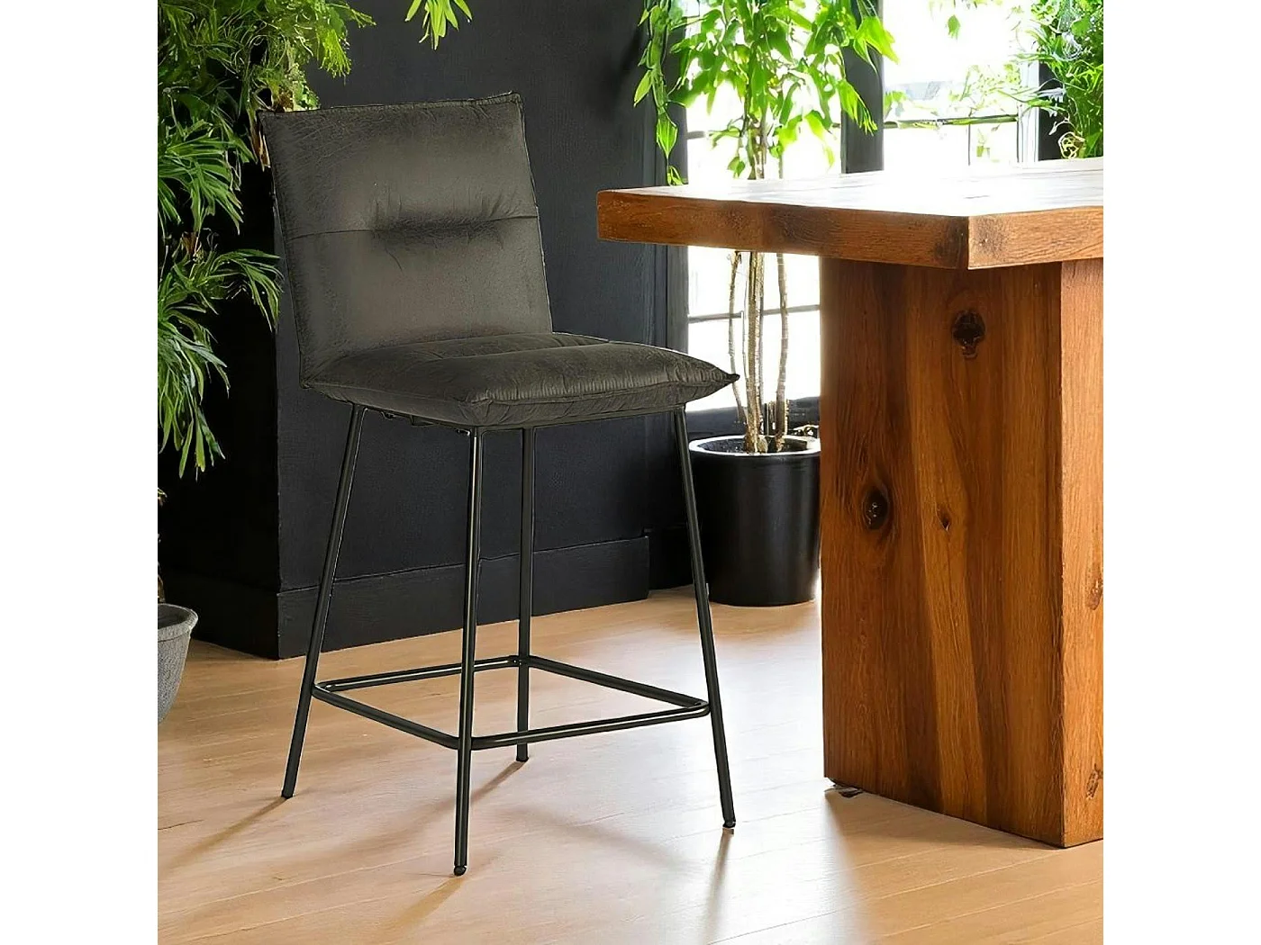 Chaise îlot central gris MALMOE (lot de 2)