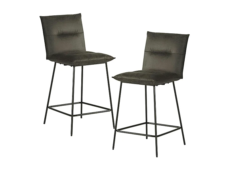 Chaise îlot central gris MALMOE (lot de 2)