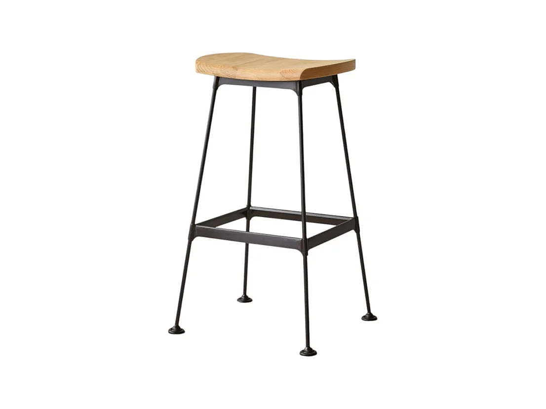 Hoher Hocker Diego Black aus Metall und Eschenholz