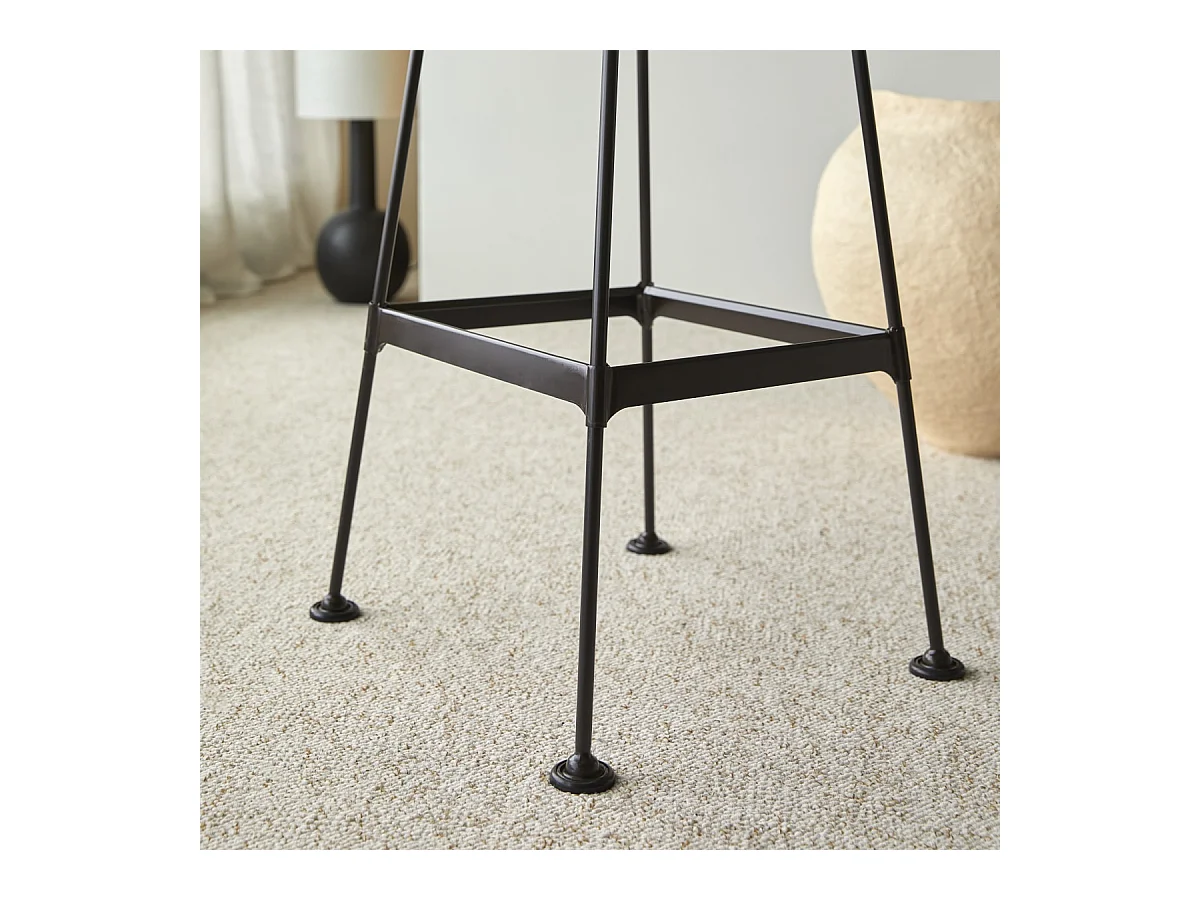 Hoher Hocker Diego Black aus Metall und Eschenholz