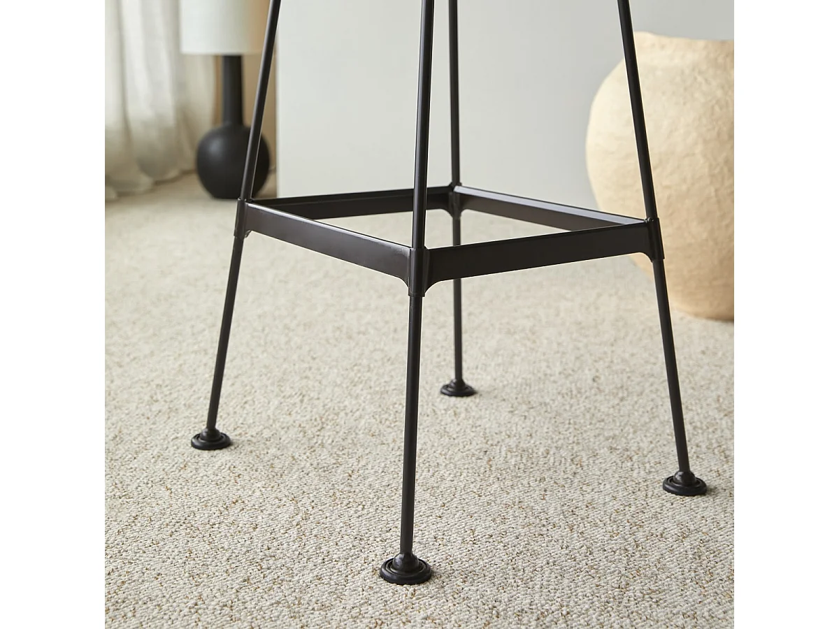 Hoher Hocker Diego Black aus Metall und Eschenholz