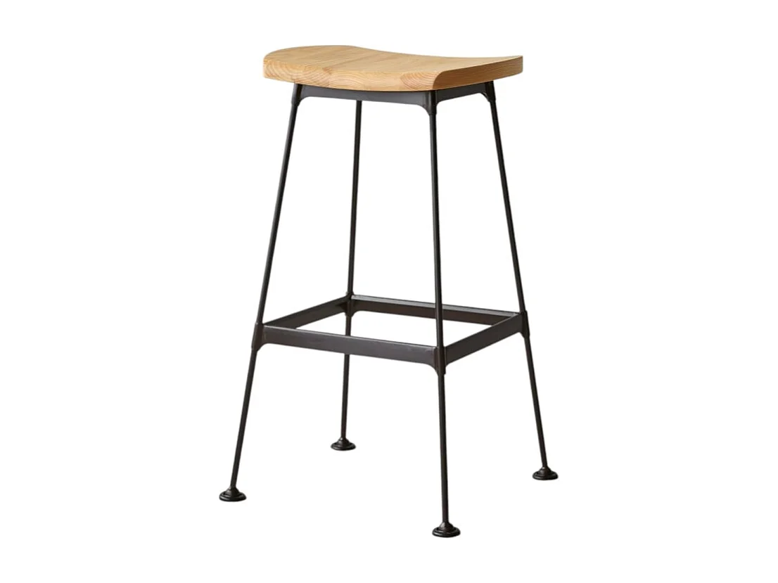 Hoher Hocker Diego Black aus Metall und Eschenholz