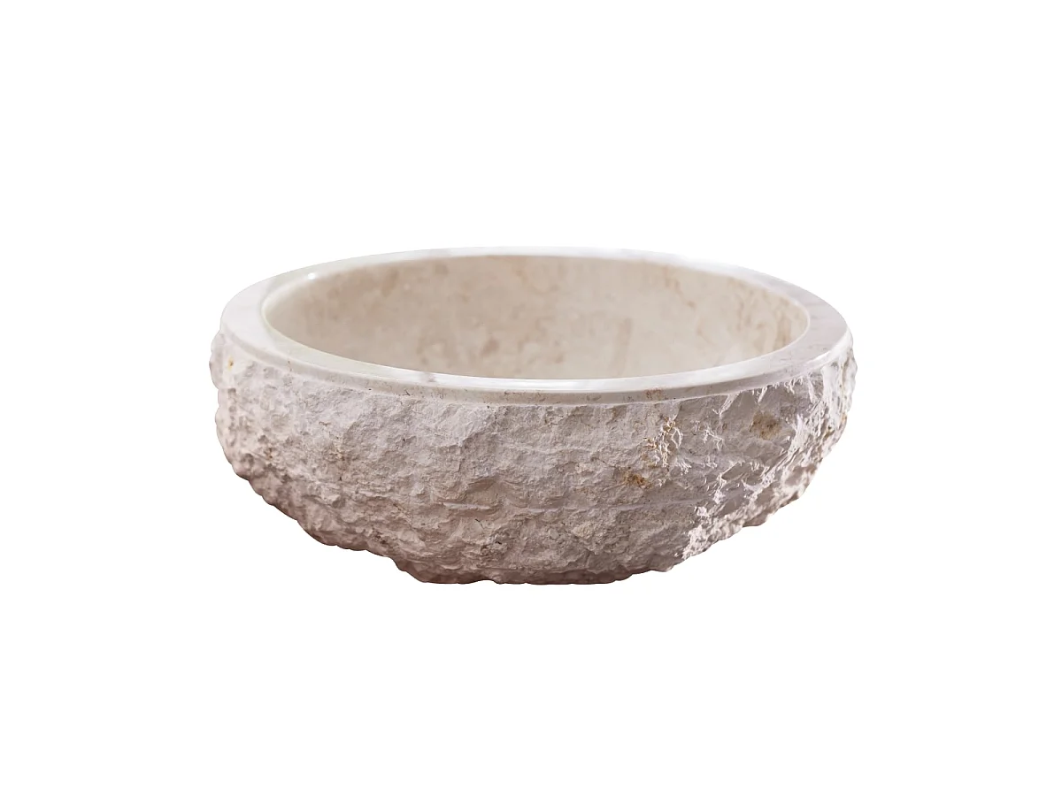 Lavabo in marmo bianco crema realizzato artigianalmente design Tikamoon