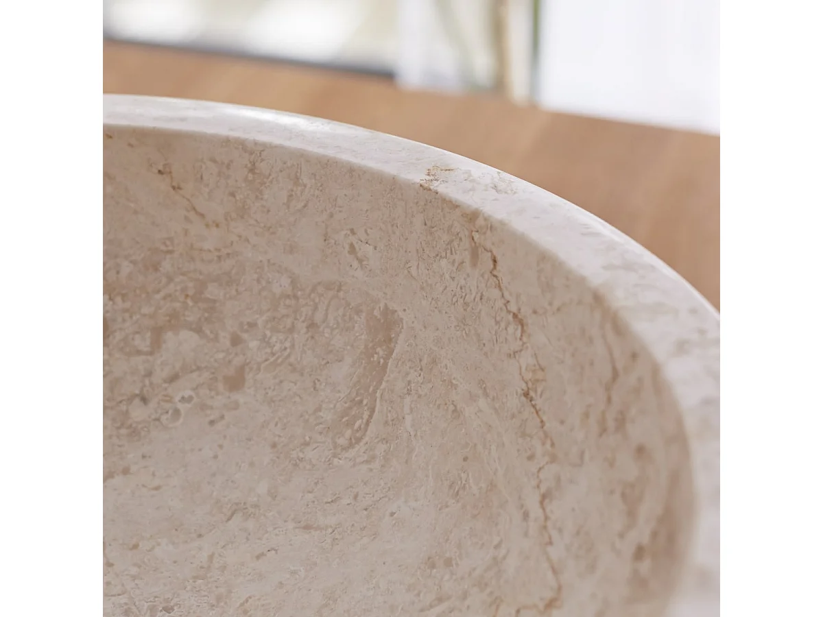Lavabo in marmo bianco crema realizzato artigianalmente design Tikamoon