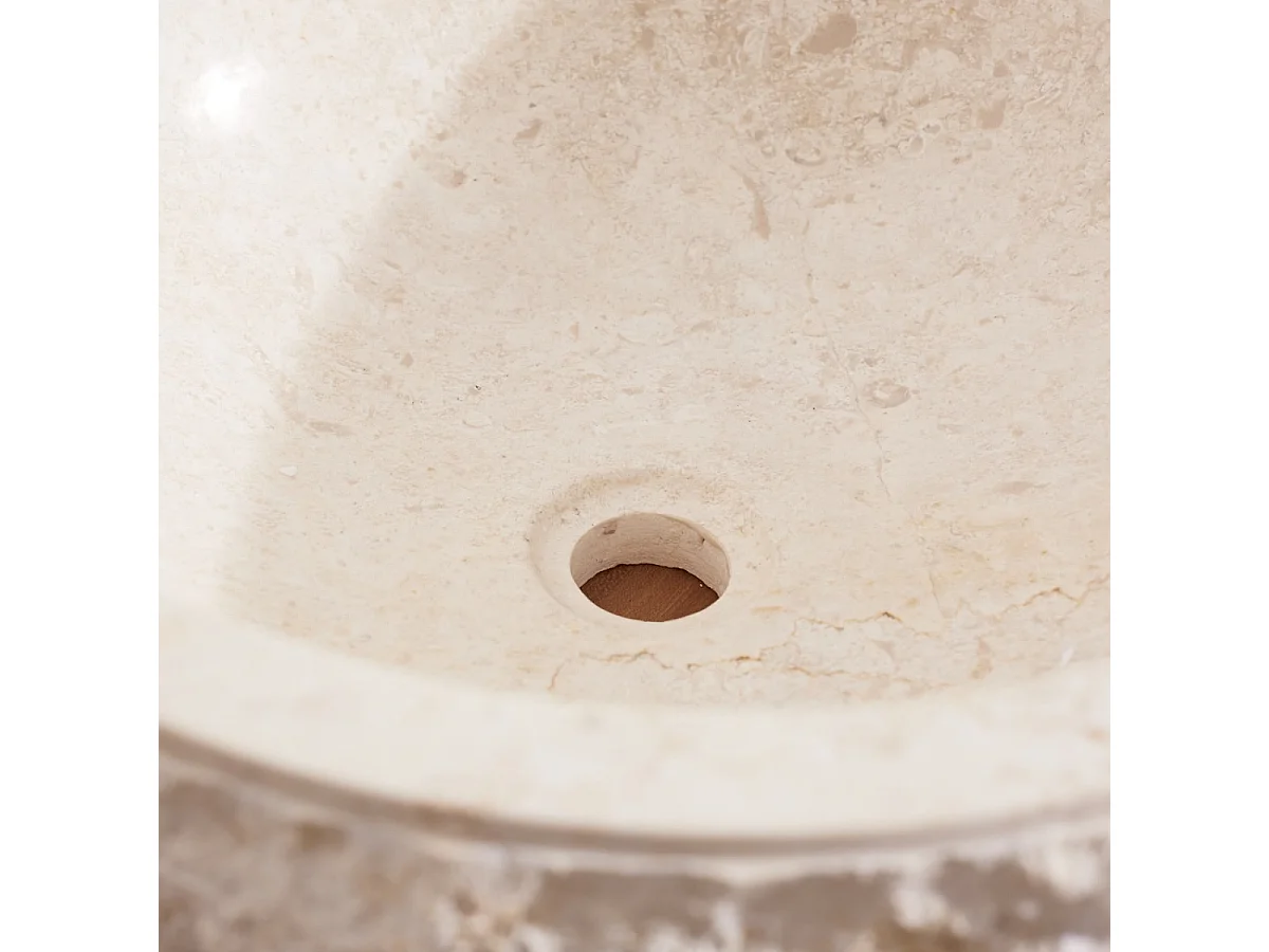 Lavabo in marmo bianco crema realizzato artigianalmente design Tikamoon