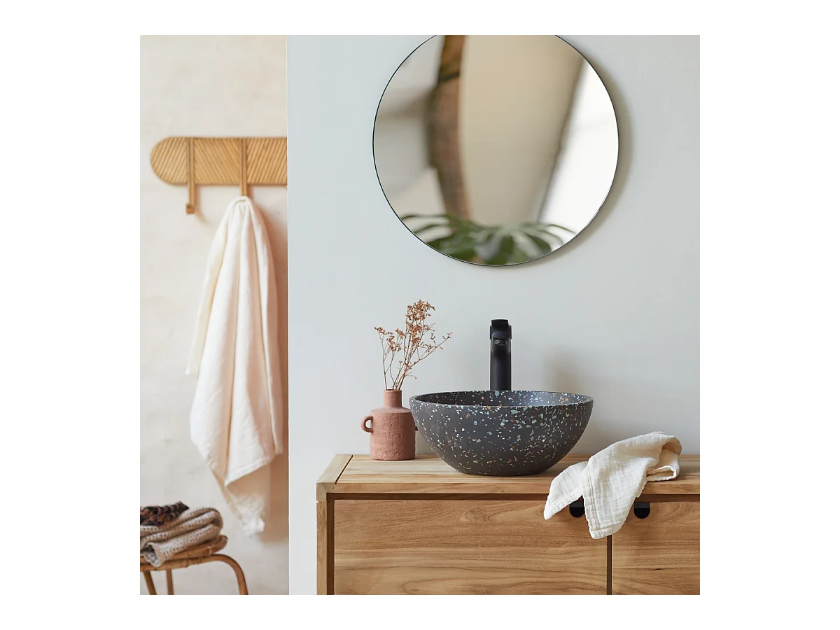 Rundes Waschbecken Micha aus Terrazzo Confetti