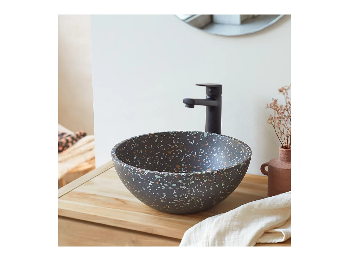 Vasque ronde en terrazzo confetti Micha