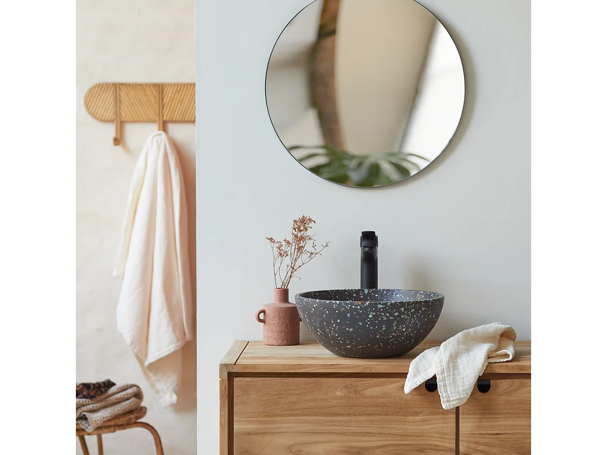 Lavabo rotondo in battuto di terrazzo coriandolo Micha