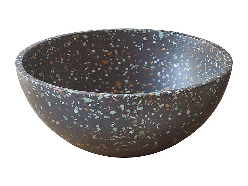 Lavabo rotondo in battuto di terrazzo coriandolo Micha