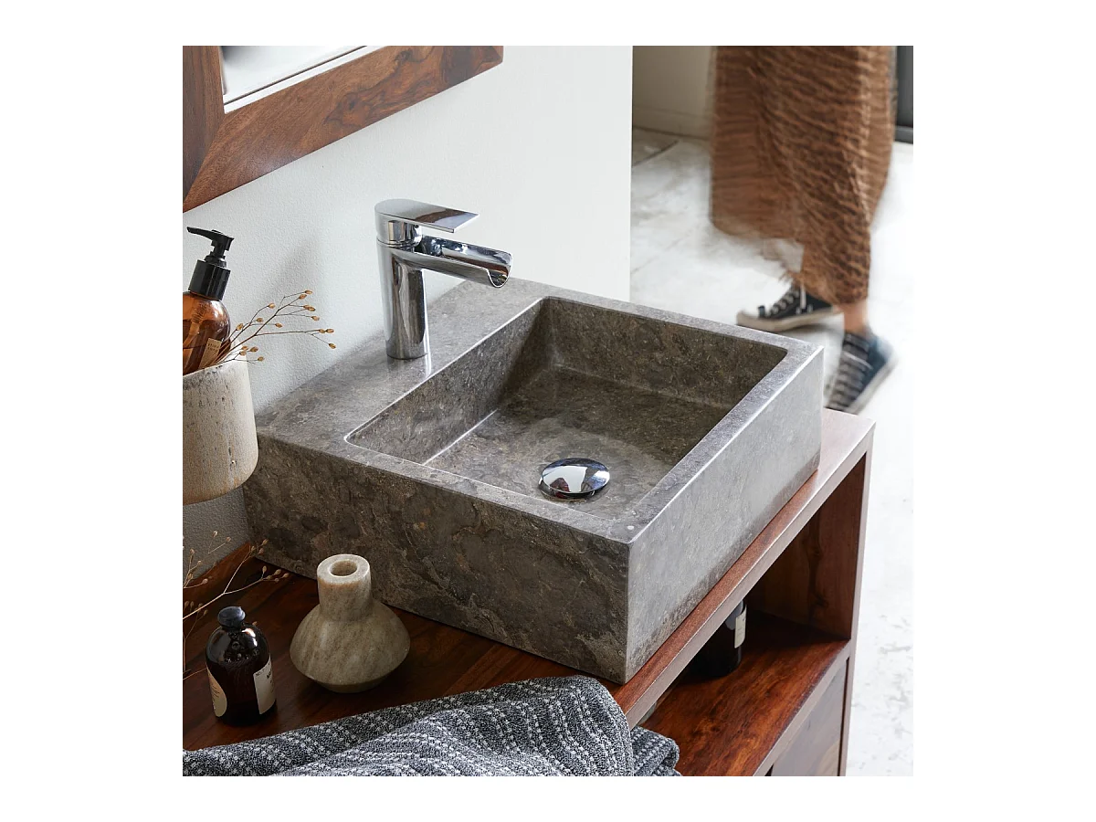 Waschbecken für das Badezimmer aus Grauem Marmor Slats grey