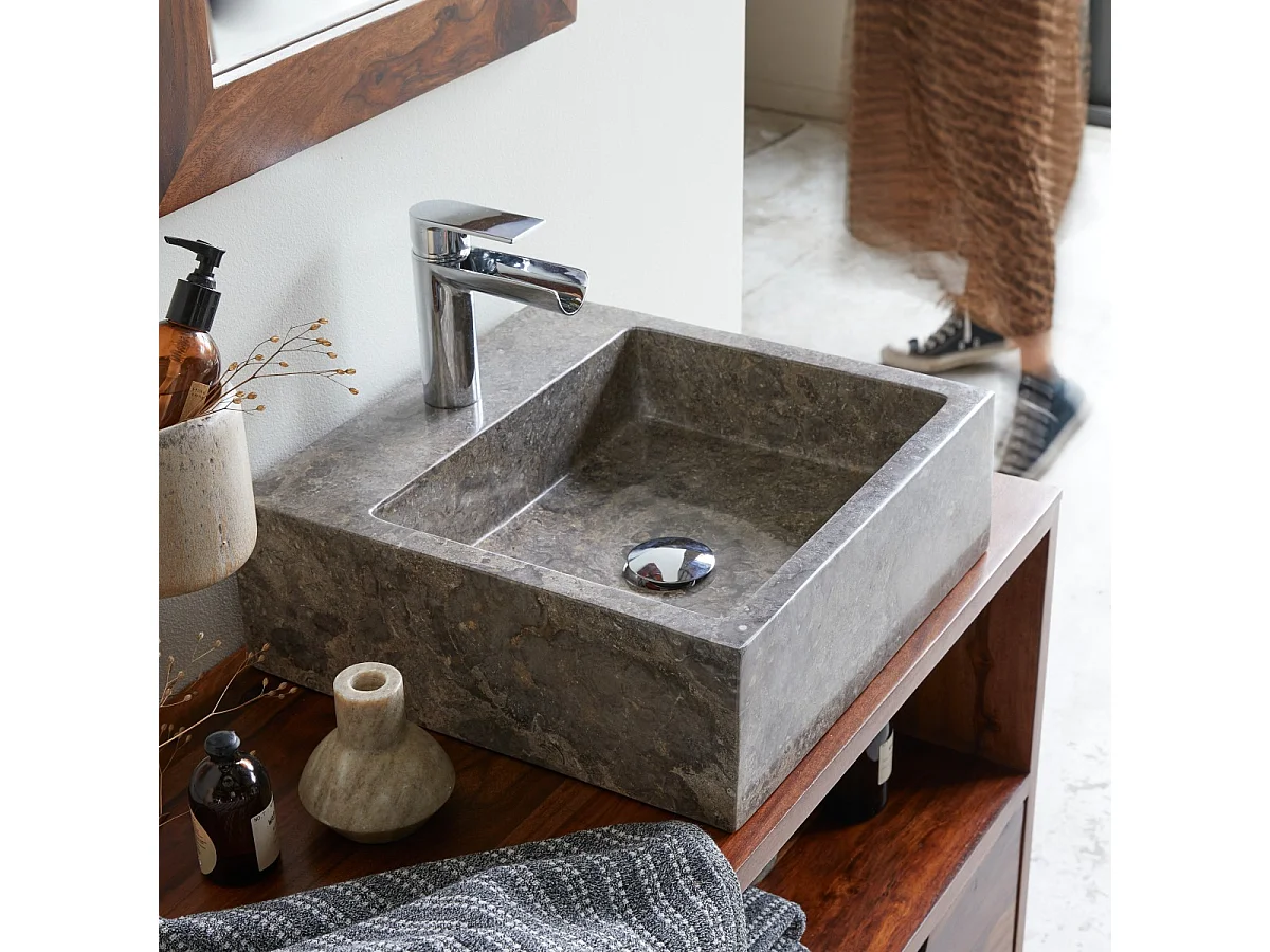 Waschbecken für das Badezimmer aus Grauem Marmor Slats grey