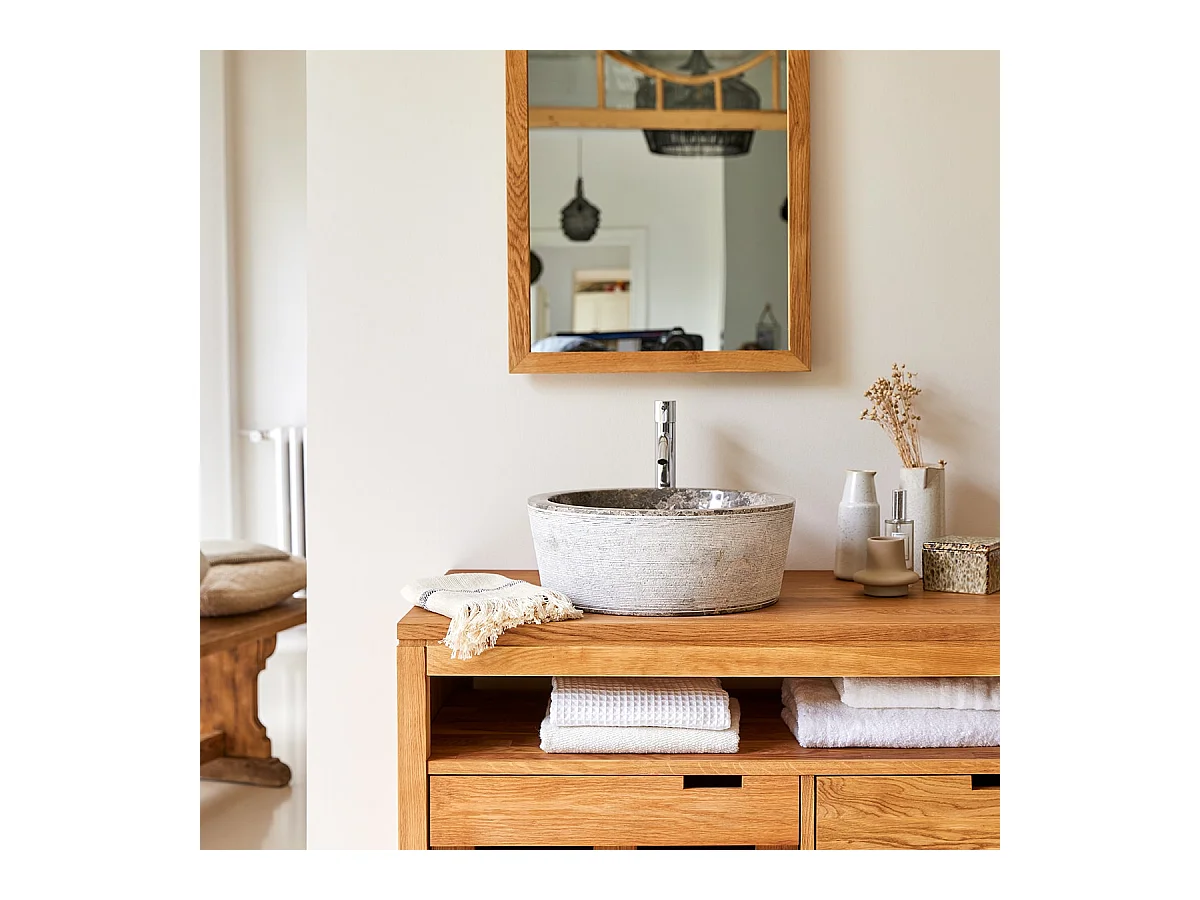 Lavabo da appoggio in marmo grigio design bagno Tikamoon