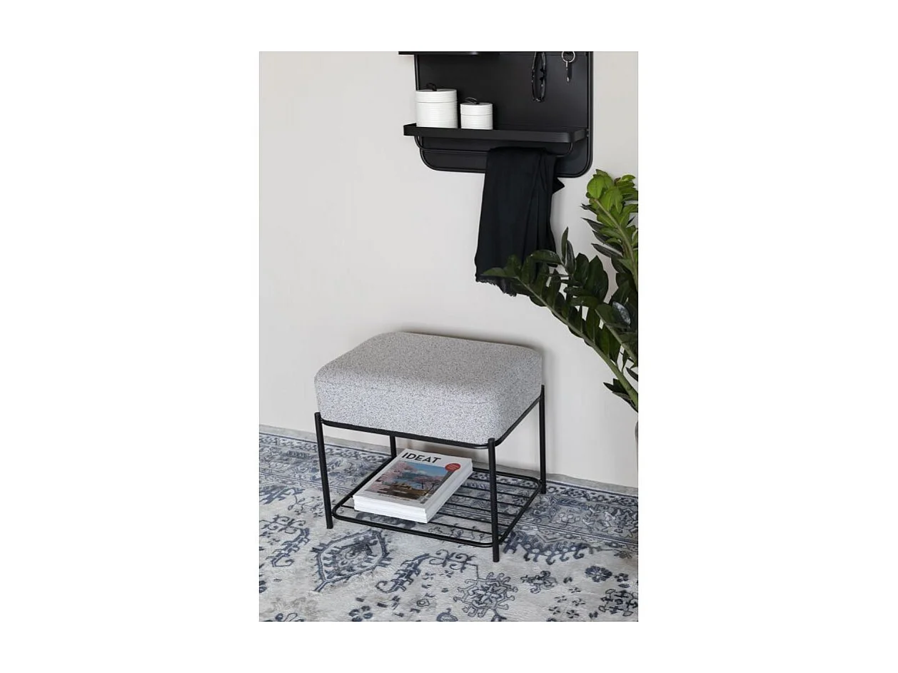Tabouret rectangulaire Milou en tissu gris