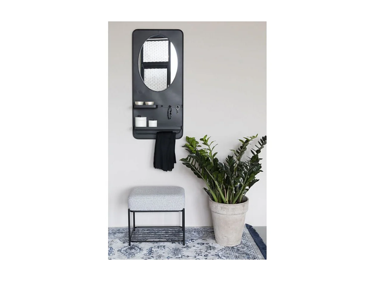 Tabouret rectangulaire Milou en tissu gris