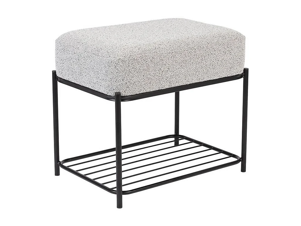 Tabouret rectangulaire Milou en tissu gris