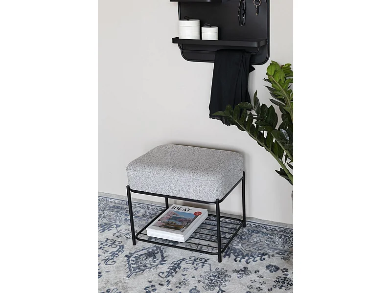 Tabouret rectangulaire Milou en tissu gris