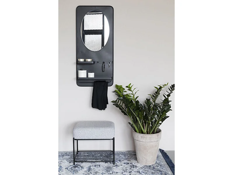 Tabouret rectangulaire Milou en tissu gris