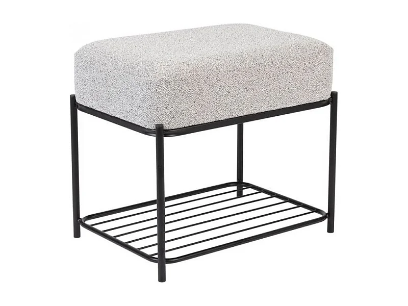 Tabouret rectangulaire Milou en tissu gris