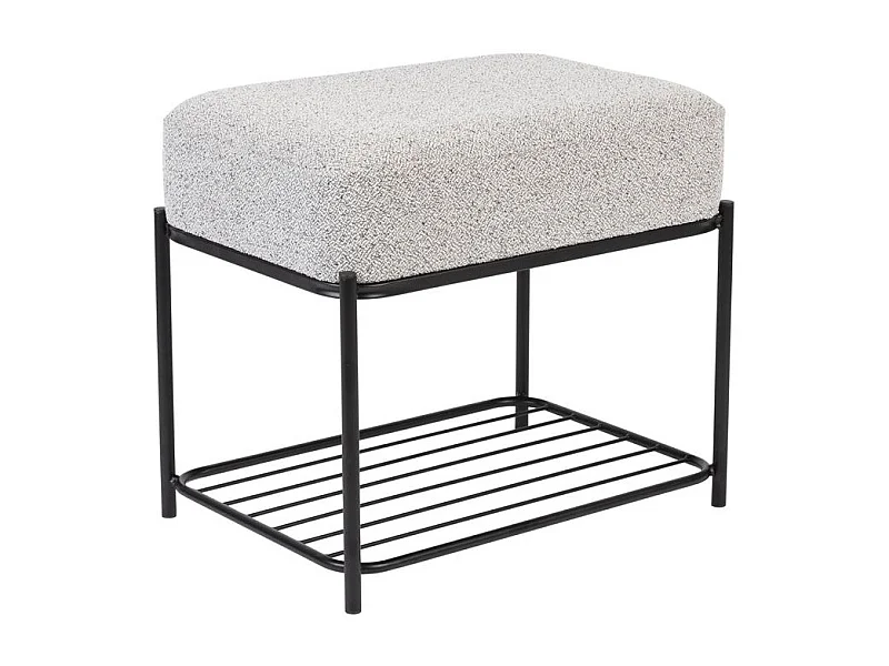 Tabouret rectangulaire Milou en tissu gris