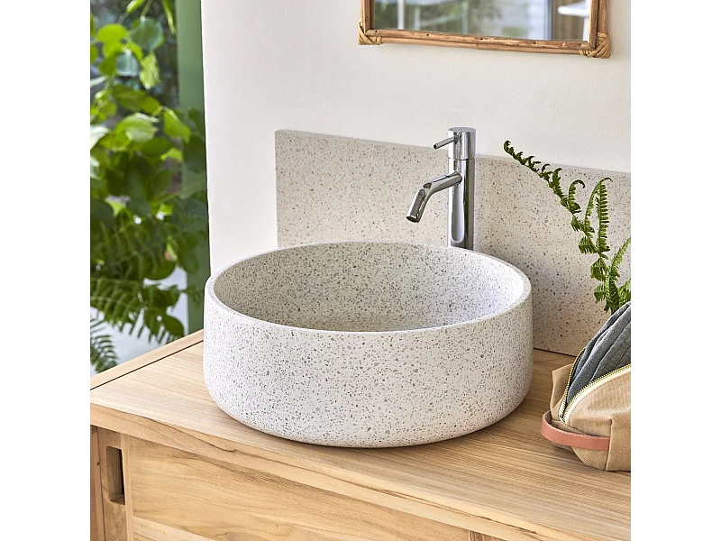 Vasque en terrazzo premium white Milos