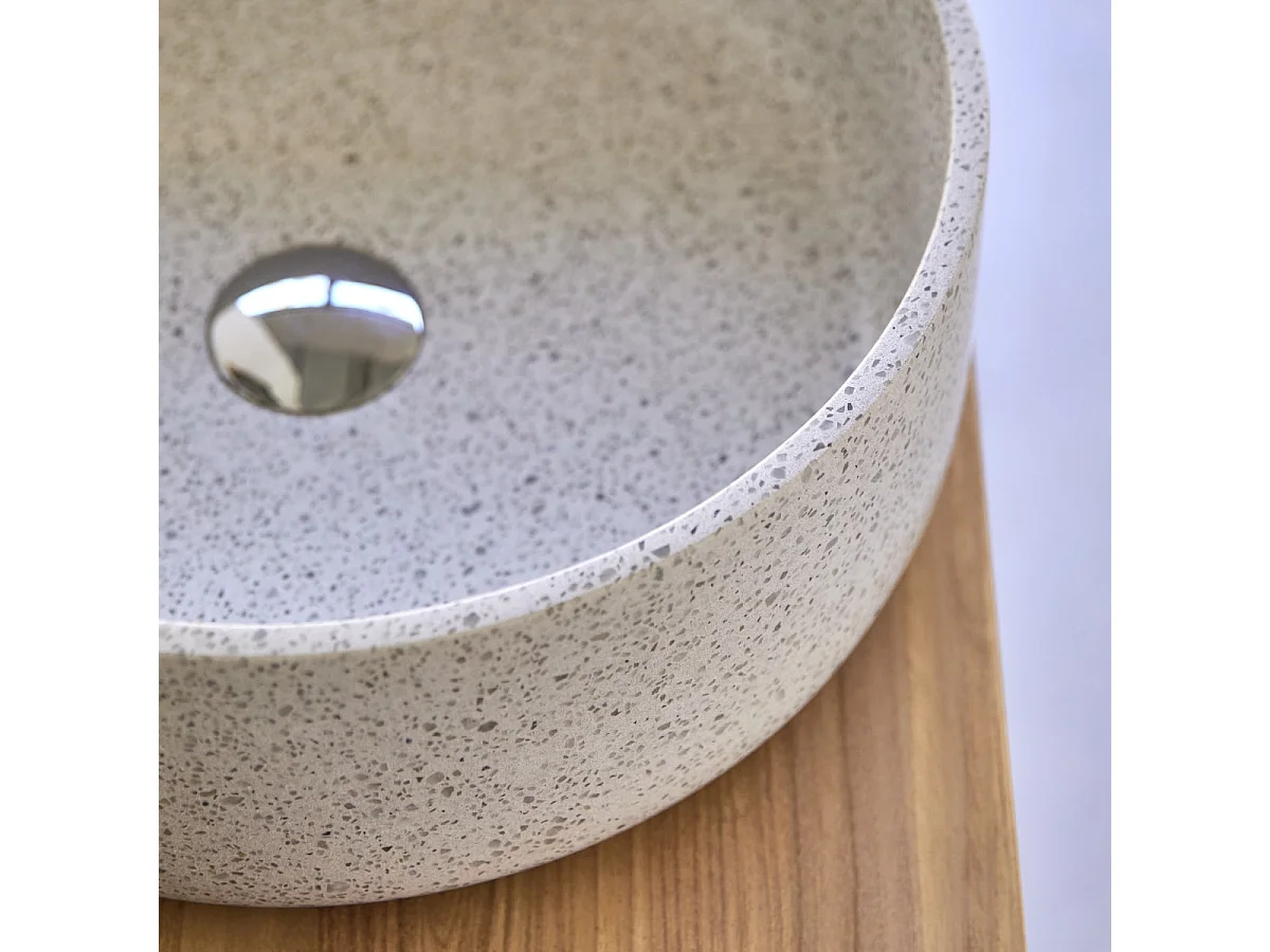 Lavabo in battuto di terrazzo premium white Milos