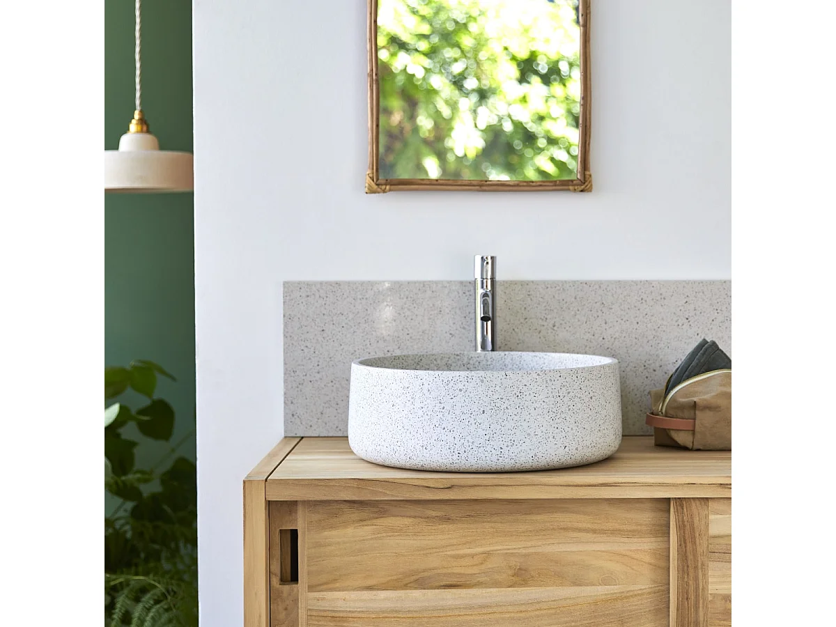 Lavabo in battuto di terrazzo premium white Milos
