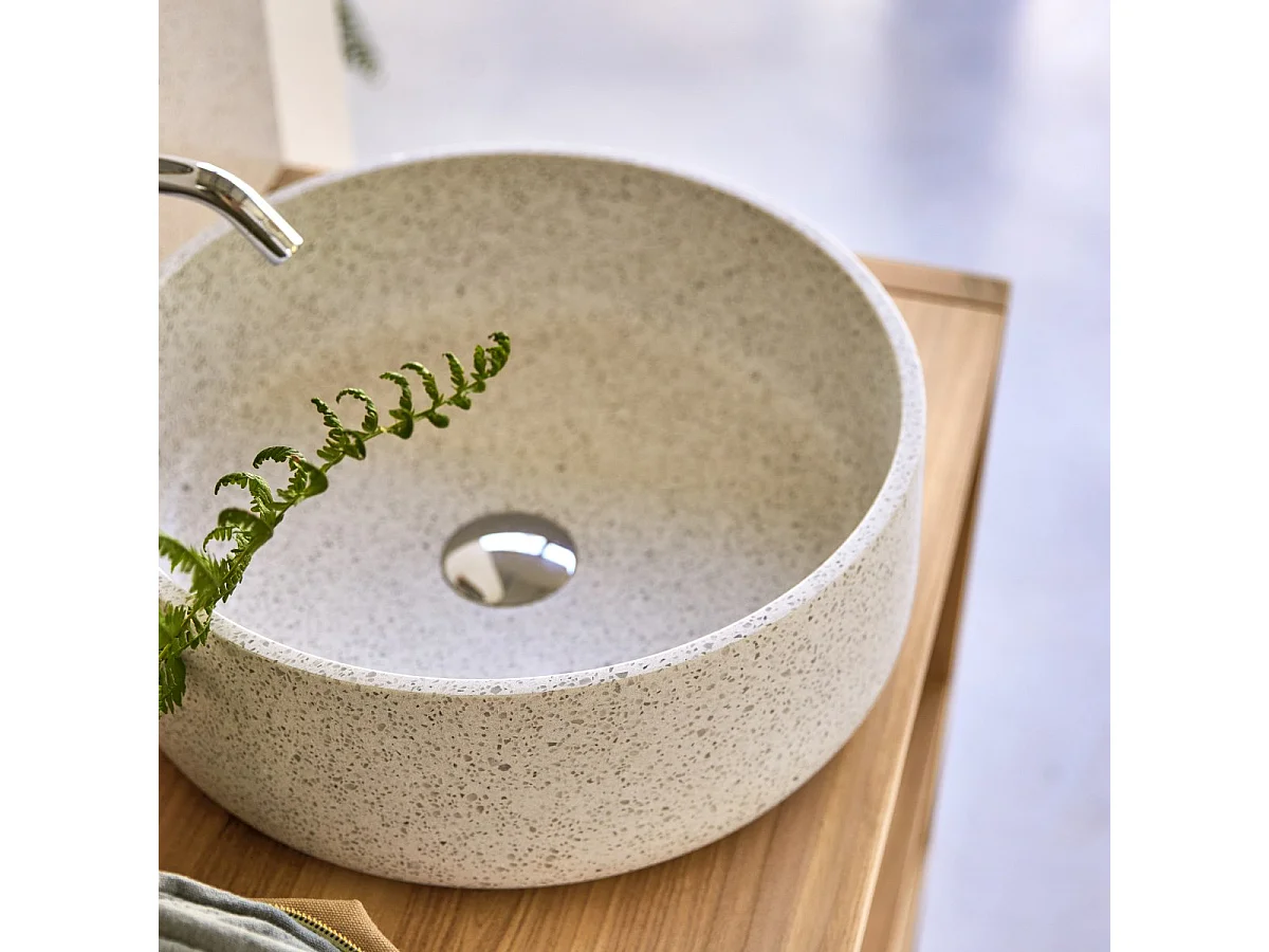 Lavabo in battuto di terrazzo premium white Milos