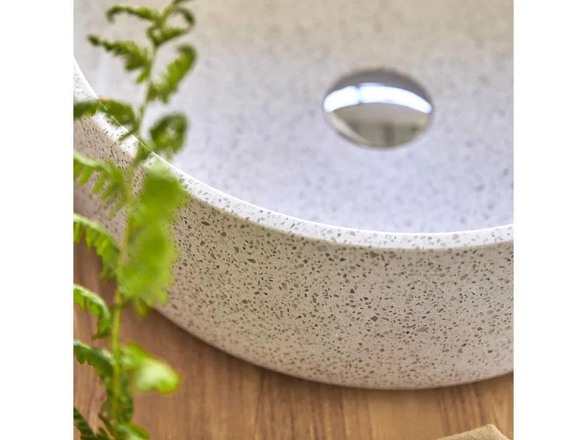 Lavabo in battuto di terrazzo premium white Milos