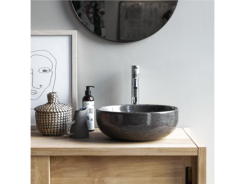 Vasque ronde en marbre Pia dark Grey