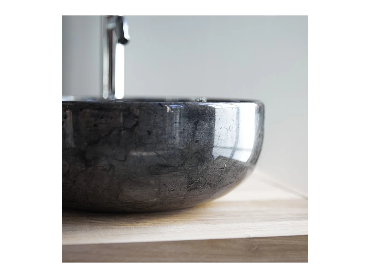 Rundes Marmorwaschbecken Pia Dark Grey