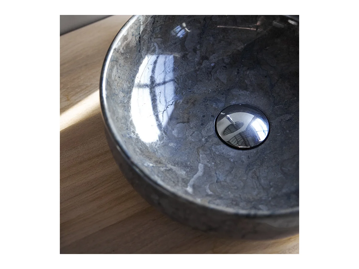 Rundes Marmorwaschbecken Pia Dark Grey