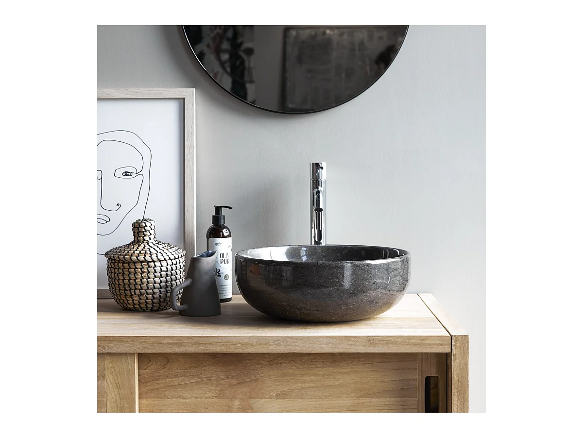 Lavandino circolare in marmo Pia dark Grey