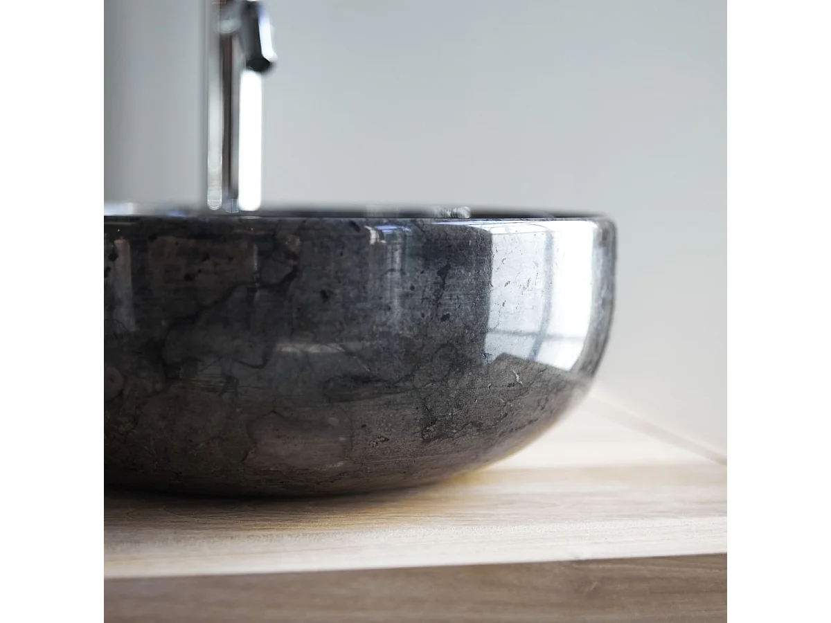 Lavandino circolare in marmo Pia dark Grey