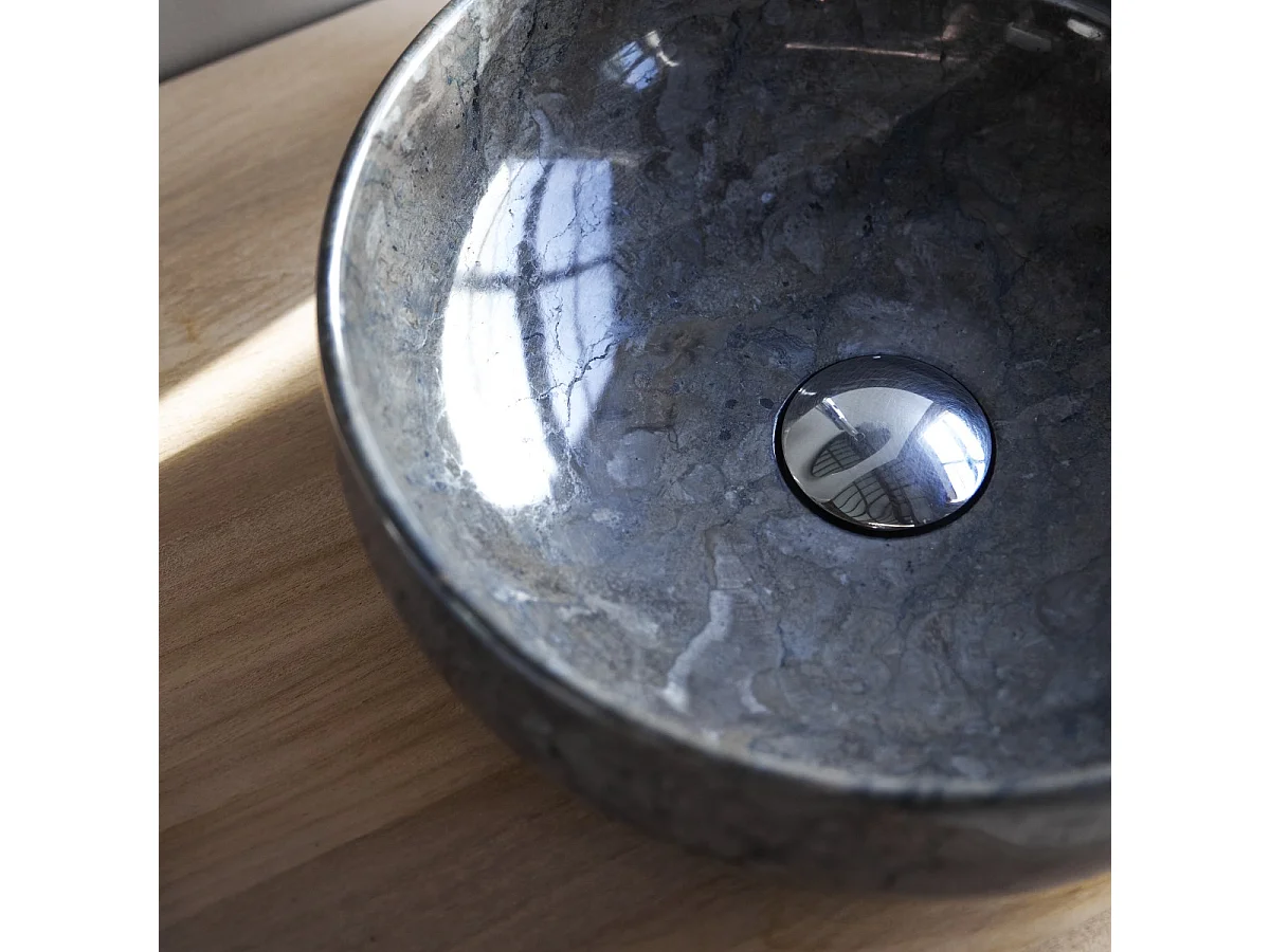 Lavandino circolare in marmo Pia dark Grey