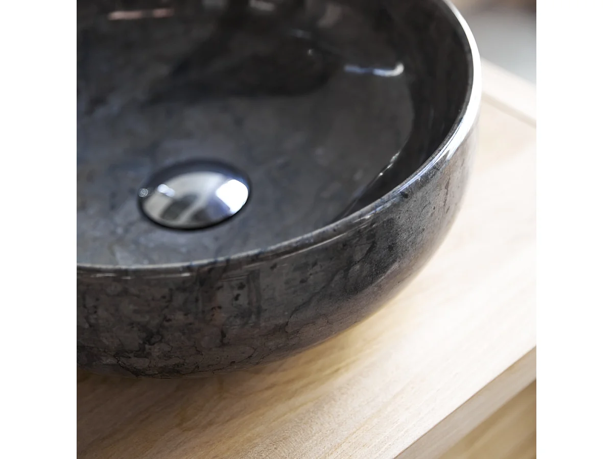 Lavandino circolare in marmo Pia dark Grey