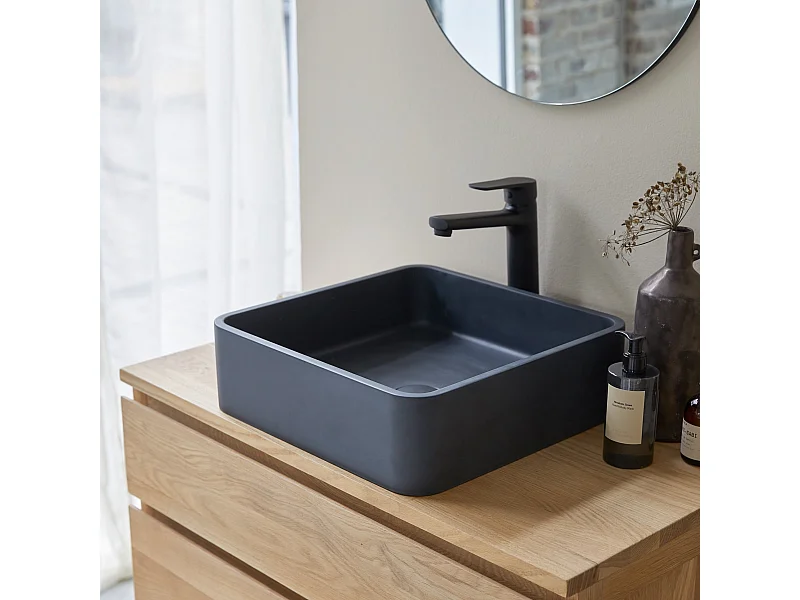 Vasque carrée en terrazzo black Thaïs