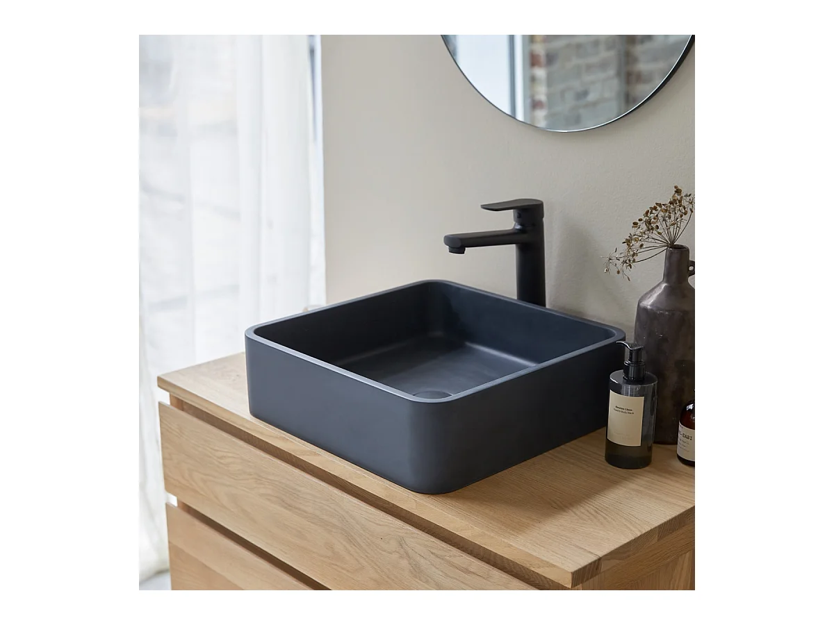 Vasque carrée en terrazzo black Thaïs