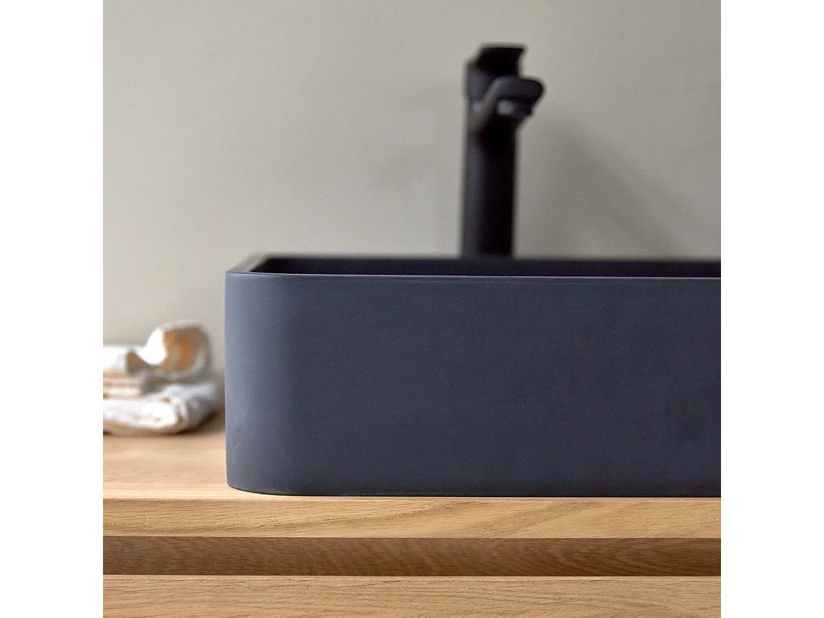 Lavabo quadrato in terrazzo black Thaïs