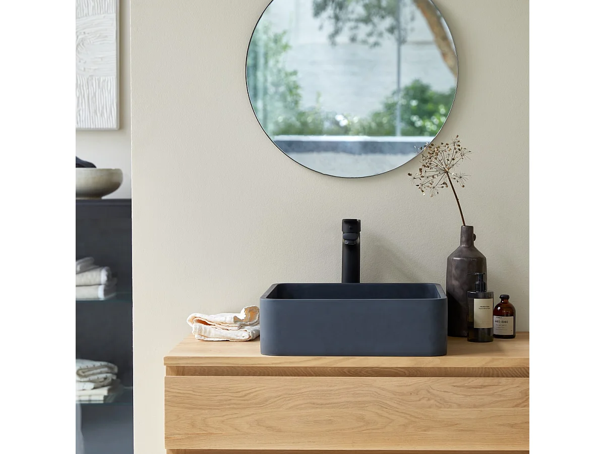 Lavabo quadrato in terrazzo black Thaïs