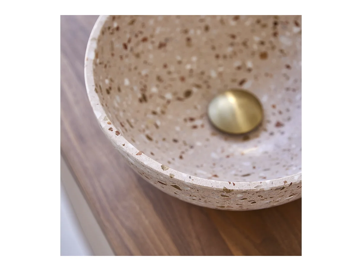 Waschbecken aus pinkfarbenem Premium-Terrazzo Elea